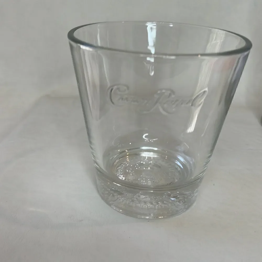 Crown Royal Rocks Glass 8 Oz Embossed Logo 3 1/4 In Round 3 1/2 In Tall Whiskey
